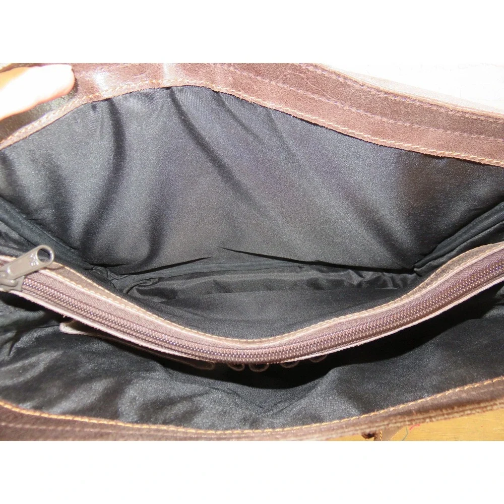 Columbia Made Men's Brown Leather Messenger Bag Laptop Crossbody Work Briefcase